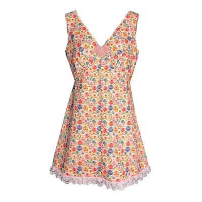 Couture To Your Door Women's Pink / Orange Floral Pastel Mini Babydoll Dress In Multi