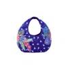 Couture To Your Door Women's Pink / Purple / Blue Upcycled Denim Embroidered Moon Bag In Pink/purple/blue