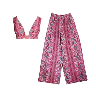 Couture To Your Door Women's Pink / Purple Vintage Coachella Upcycled Co Ord Trouser And Top In Multi