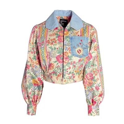 Couture To Your Door Women's Purple / Pink Vintage Floral Cotton Coachella Jacket In Multi