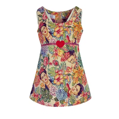 Couture To Your Door Women's Red / Green Frida Tapestry Mini Mod Dress With Tartan Trim In Red/green