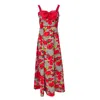 Couture To Your Door Women's Red / Green Red Rose Print Bow Maxi Dress In Red/green