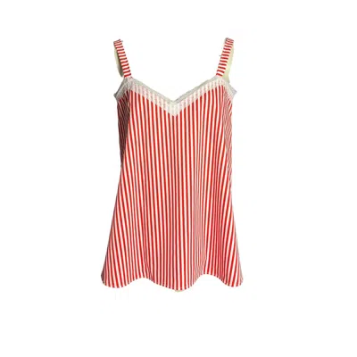 Couture To Your Door Women's Red / White Red And White Stripped Babydoll Top In Red/white