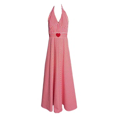 Couture To Your Door Women's Red / White Red Stripped Maxi Halter Neck Dress In Multi