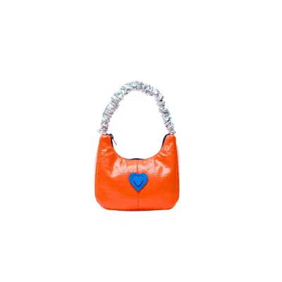 Couture To Your Door Women's Yellow / Orange / Silver Upcycled Mini Orange Faux Croc Bag In Silver/yellow/orange