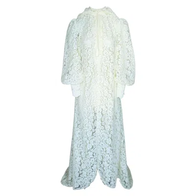 Couture To Your Door Women's White Vintage Ivory Lace Wedding Hooded Cape Coat