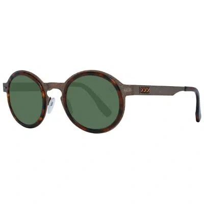 Pre-owned Couture Zegna  Men's Round Sunglasses With Polarized Green Lenses In Bronze