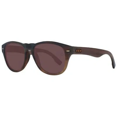 Pre-owned Couture Zegna  Men's Trapezium Sunglasses With Horn Frame And Lenses In Brown