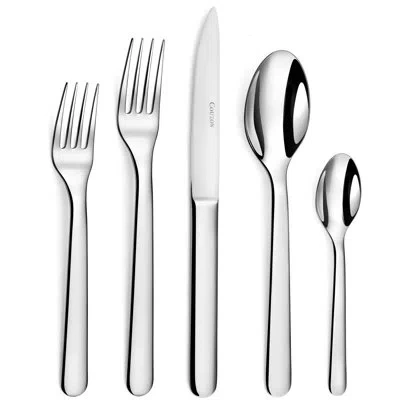 Couzon Alkaline 5 Piece 18/10 Stainless Steel Flatware Set, Service For 1 In Silver
