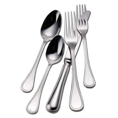 Couzon Le Perle 5 Piece Flatware Set, Service For 1 In Platinum