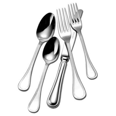 Couzon Lyrique 5 Piece Flatware Set, Service For 1 In Platinum