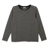 COVE WOMEN'S BLACK / NEUTRALS RELAXED FIT BLACK & STONE STRIPE TEE