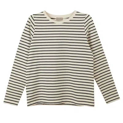 Cove Women's Black / Neutrals Relaxed Fit Stone & Black Stripe Tee