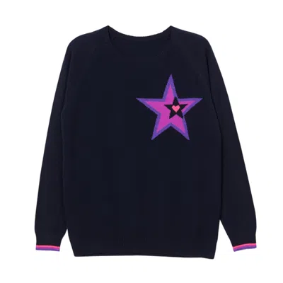Cove Women's Black / Pink / Purple Star Cashmere Jumper In Blue