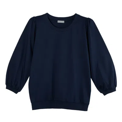 Cove Women's Blue Belle Navy Puffed Sleeve Top