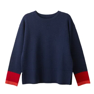 Cove Women's Blue Davina Waffle Stitch Jumper
