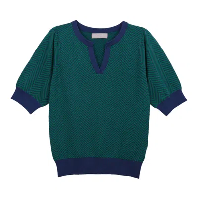 Cove Women's Blue / Green Cissy Chevron Top Green & Blue In Multi
