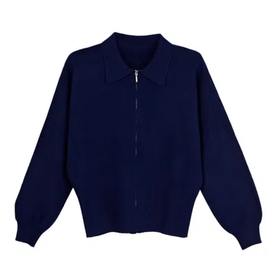 Cove Women's Blue Navy Bomber With Gold Zip