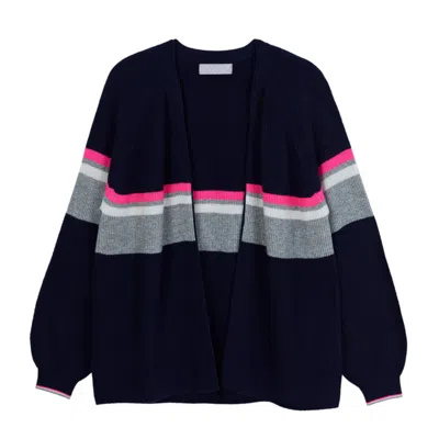 Cove Women's Blue Navy Neon Stripe Cardigan