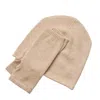 Cove Women's Brown Cashmere Beige Beanie & Wrist Warmer Set In Brown