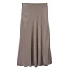 Cove Women's Brown Mocha Bias Cut Satin Skirt In Brown