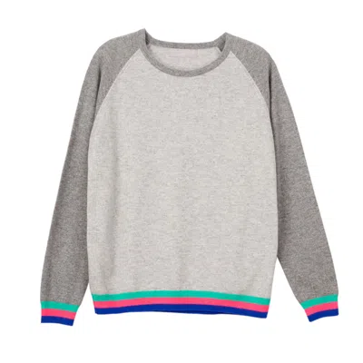 Cove Women's Carmen Grey Cashmere Jumper With Neon Stripes