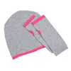 Cove Women's Cashmere Grey & Pink Beanie & Wrist Warmer Set In Grey