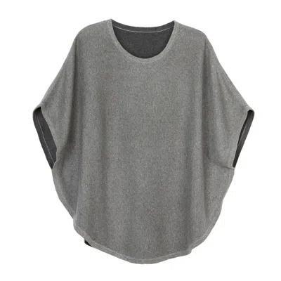 Cove Women's Flora Cotton Cashmere Reversible Poncho Dark Grey & Grey In Gray