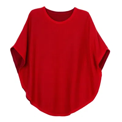 Cove Women's Flora Cotton Cashmere Reversible Poncho Red & Spice Red