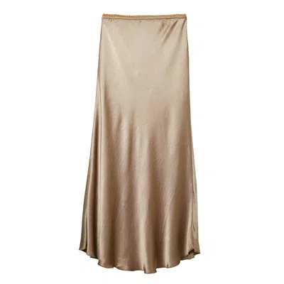 Cove Women's Gold Bias Cut Satin Skirt