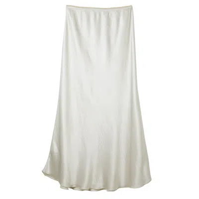 Cove Women's Gold Champagne Bias Cut Satin Skirt In White