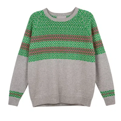 Cove Women's Green / Grey / Pink Isla Fairisle Jumper