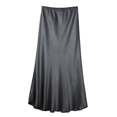 Cove Women's Grey Charcoal Bias Cut Satin Skirt In Gray