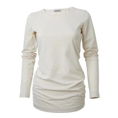Cove Women's Neutrals Long Length Cotton Stone Tee In White
