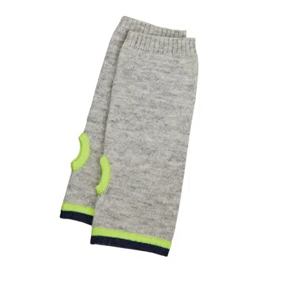 Cove Women's Renee Wrist Warmers Grey With Indigo & Neon Yellow In Gray