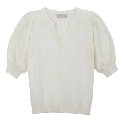 Cove Women's White Cissy Pointelle Cream Top