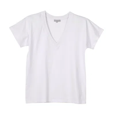 Cove Women's White V Neck Short Sleeve Cotton T-shirt