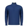 Coveri Moving Quarter-zip Fine-knit Pullover In Blue