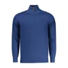 Coveri Moving Quarter-zip Fine-knit Pullover In Blue