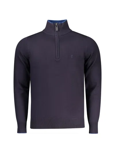 Coveri Moving Zip-fastening Fine-knit Sweater In Blue