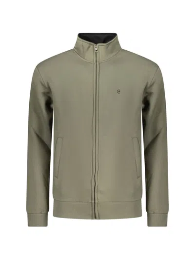 Coveri Moving Zip-up Cotton Sweater In Green