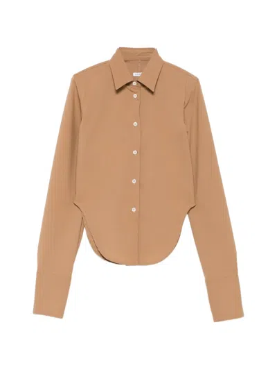 Covert Curved-hem Long-sleeve Shirt In Neutral