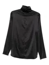 Covert High-neck Satin Top In Black
