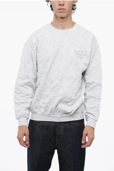 Covert Lightweight Creased Crew-neck Sweatshirt In White