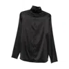Covert High-neck Satin Top In Black