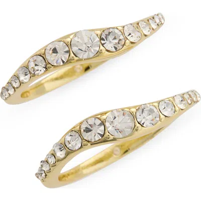 Covet 2-piece Stackable Wavy Ring Set In Gold