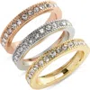 Covet 3-piece Mixed Metal Cz Ring Set In Gold