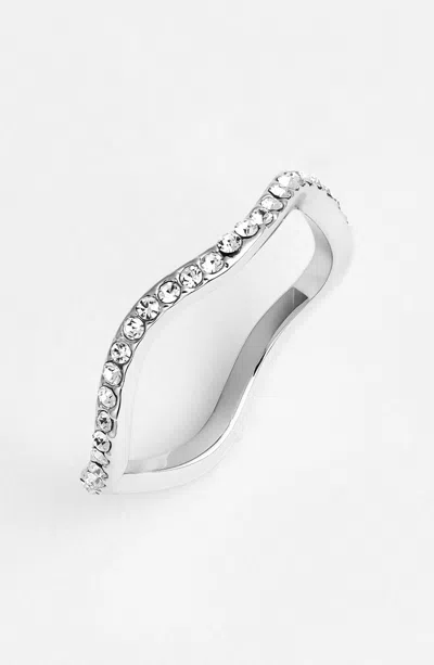 Covet Delicate Wavy Pave Band In Silver