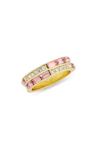 Covet Art Deco Crystal Band Ring In Light Rose