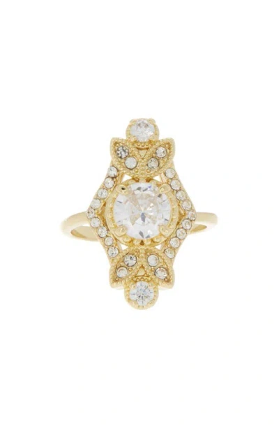 Covet Art Deco Cz Statement Ring In Gold